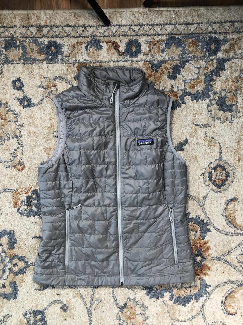 Patagonia Vest Womens Medium Gray Nano Puff Quilted Full Zip Insulated Outdoor